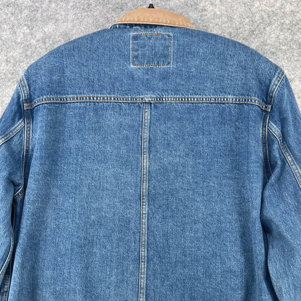 Levis East Port Chore Jacket Men L Blue Denim Corduroy Collar Relaxed 002WW0000